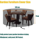 Round Garden Furniture Cover, Heavy Duty 210D Oxford Protective Cover, 128 x 71 cm