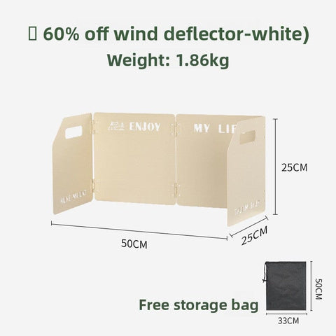 Darrahopens Furniture > Outdoor > Outdoor Furniture Accessories White Heavy-Duty 4-Fold Camping Stove Windshield Portable Steel Wind Deflector for Outdoor Cooking and Picnics with Storage Bag