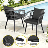 Darrahopens Furniture > Outdoor > Outdoor Sofas & Lounge Sets Gardeon 3PC Outdoor Bistro Set Patio Furniture Lounge Setting Table and Chairs Grey