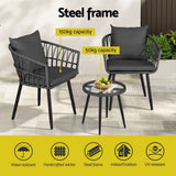 Darrahopens Furniture > Outdoor > Outdoor Sofas & Lounge Sets Gardeon 3PC Outdoor Bistro Set Patio Furniture Lounge Setting Table and Chairs Grey