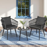 Darrahopens Furniture > Outdoor > Outdoor Sofas & Lounge Sets Gardeon 3PC Outdoor Bistro Set Patio Furniture Lounge Setting Table and Chairs Grey