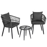 Darrahopens Furniture > Outdoor > Outdoor Sofas & Lounge Sets Gardeon 3PC Outdoor Bistro Set Patio Furniture Lounge Setting Table and Chairs Grey
