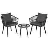 Darrahopens Furniture > Outdoor > Outdoor Sofas & Lounge Sets Gardeon 3PC Outdoor Bistro Set Patio Furniture Lounge Setting Table and Chairs Grey