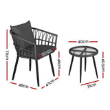 Darrahopens Furniture > Outdoor > Outdoor Sofas & Lounge Sets Gardeon 3PC Outdoor Bistro Set Patio Furniture Lounge Setting Table and Chairs Grey