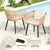 Darrahopens Furniture > Outdoor > Outdoor Sofas & Lounge Sets Gardeon 3PC Outdoor Bistro Set Patio Furniture Lounge Setting Table and Chairs Natural
