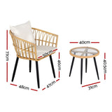 Darrahopens Furniture > Outdoor > Outdoor Sofas & Lounge Sets Gardeon 3PC Outdoor Bistro Set Patio Furniture Lounge Setting Table and Chairs Natural