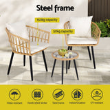 Darrahopens Furniture > Outdoor > Outdoor Sofas & Lounge Sets Gardeon 3PC Outdoor Bistro Set Patio Furniture Lounge Setting Table and Chairs Natural
