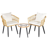 Darrahopens Furniture > Outdoor > Outdoor Sofas & Lounge Sets Gardeon 3PC Outdoor Bistro Set Patio Furniture Lounge Setting Table and Chairs Natural