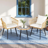 Darrahopens Furniture > Outdoor > Outdoor Sofas & Lounge Sets Gardeon 3PC Outdoor Bistro Set Patio Furniture Lounge Setting Table and Chairs Natural