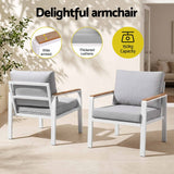Darrahopens Furniture > Outdoor > Outdoor Sofas & Lounge Sets Gardeon 4-Piece Outdoor Sofa Set Aluminum Frame table and Chairs White In Australia - Darrahopens