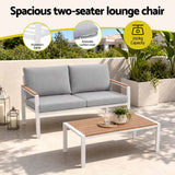 Darrahopens Furniture > Outdoor > Outdoor Sofas & Lounge Sets Gardeon 4-Piece Outdoor Sofa Set Aluminum Frame table and Chairs White In Australia - Darrahopens