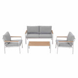 Darrahopens Furniture > Outdoor > Outdoor Sofas & Lounge Sets Gardeon 4-Piece Outdoor Sofa Set Aluminum Frame table and Chairs White In Australia - Darrahopens