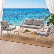 Darrahopens Furniture > Outdoor > Outdoor Sofas & Lounge Sets Gardeon 4-Piece Outdoor Sofa Set Aluminum Frame table and Chairs White In Australia - Darrahopens