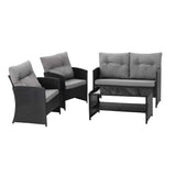 Darrahopens Furniture > Outdoor > Outdoor Sofas & Lounge Sets Gardeon 4-Piece Outdoor Sofa Set Coffee Table Chair Rattan Furniture Black In Australia - Darrahopens