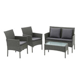 Darrahopens Furniture > Outdoor > Outdoor Sofas & Lounge Sets Gardeon 4-Piece Outdoor Sofa Set Rattan Furniture with Two Pillows Grey In Australia - Darrahopens