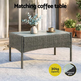 Darrahopens Furniture > Outdoor > Outdoor Sofas & Lounge Sets Gardeon 4-Piece Outdoor Sofa Set Rattan Furniture with Two Pillows Grey In Australia - Darrahopens