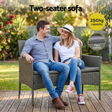 Darrahopens Furniture > Outdoor > Outdoor Sofas & Lounge Sets Gardeon 4-Piece Outdoor Sofa Set Rattan Furniture with Two Pillows Grey In Australia - Darrahopens