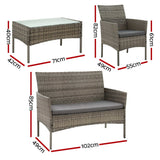 Darrahopens Furniture > Outdoor > Outdoor Sofas & Lounge Sets Gardeon 4-Piece Outdoor Sofa Set with Two Pillows Rattan Furniture Grey In Australia - Darrahopens