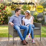 Darrahopens Furniture > Outdoor > Outdoor Sofas & Lounge Sets Gardeon 4-Piece Outdoor Sofa Set with Two Pillows Rattan Furniture Grey In Australia - Darrahopens