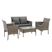 Darrahopens Furniture > Outdoor > Outdoor Sofas & Lounge Sets Gardeon 4-Piece Outdoor Sofa Set with Two Pillows Rattan Furniture Grey In Australia - Darrahopens