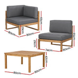 Darrahopens Furniture > Outdoor > Outdoor Sofas & Lounge Sets Gardeon 4-Piece Outdoor Sofa Set Wooden Couch Lounge Setting 5PCS