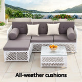 Darrahopens Furniture > Outdoor > Outdoor Sofas & Lounge Sets Gardeon 4 Seater Outdoor Sofa Set 5PCS Table Chair Set Garden Patio Furniture