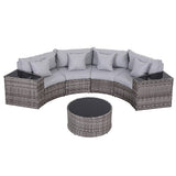 Darrahopens Furniture > Outdoor > Outdoor Sofas & Lounge Sets Gardeon 4 Seater Outdoor Sofa Set 7PCS Table Chair Set Garden Rattan Patio Furniture