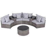 Darrahopens Furniture > Outdoor > Outdoor Sofas & Lounge Sets Gardeon 4 Seater Outdoor Sofa Set 7PCS Table Chair Set Garden Rattan Patio Furniture
