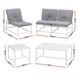 Darrahopens Furniture > Outdoor > Outdoor Sofas & Lounge Sets Gardeon 5-Piece Outdoor Sofa Set with Cushions table and Chairs White In Australia - Darrahopens