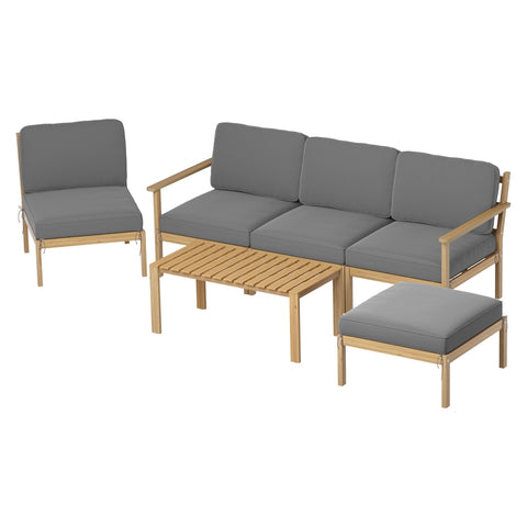 Darrahopens Furniture > Outdoor > Outdoor Sofas & Lounge Sets Gardeon 5-Seater Outdoor Sofa Set Wooden Lounge Setting 6PCS