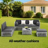 Darrahopens Furniture > Outdoor > Outdoor Sofas & Lounge Sets Gardeon 6 Seater Outdoor Sofa Set 7PCS Table Chair Set Garden Rattan Patio Furniture