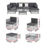Darrahopens Furniture > Outdoor > Outdoor Sofas & Lounge Sets Gardeon 6 Seater Outdoor Sofa Set 7PCS Table Chair Set Garden Rattan Patio Furniture