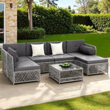 Darrahopens Furniture > Outdoor > Outdoor Sofas & Lounge Sets Gardeon 6 Seater Outdoor Sofa Set 7PCS Table Chair Set Garden Rattan Patio Furniture