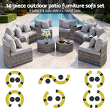 Darrahopens Furniture > Outdoor > Outdoor Sofas & Lounge Sets Gardeon 8 Seater Outdoor Sofa Set 14PCS Table Chair Set Rattan Patio Furniture In Australia - Darrahopens