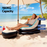 Darrahopens Furniture > Outdoor > Outdoor Sofas & Lounge Sets Gardeon Inflatable Chair with Ottoman Air Sofa Blow Up Air Chair for Camping with Pump