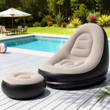 Darrahopens Furniture > Outdoor > Outdoor Sofas & Lounge Sets Gardeon Inflatable Chair with Ottoman Air Sofa Blow Up Air Chair for Camping with Pump