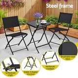 Darrahopens Furniture > Outdoor > Outdoor Sofas & Lounge Sets Gardeon Outdoor Bistro Set Folding Table and Chairs Patio Furniture Garden Steel Black