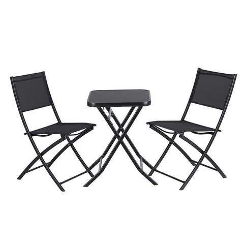 Darrahopens Furniture > Outdoor > Outdoor Sofas & Lounge Sets Gardeon Outdoor Bistro Set Folding Table and Chairs Patio Furniture Garden Steel Black