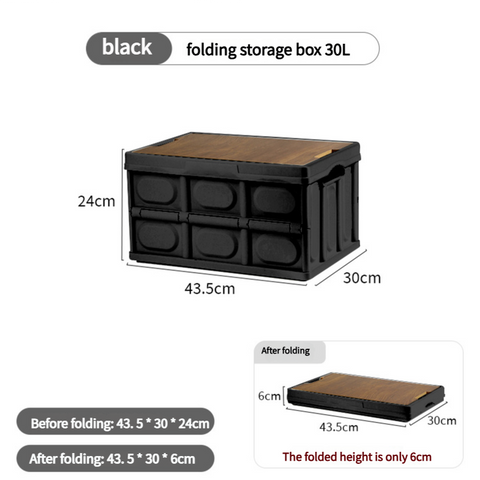 Darrahopens Furniture > Outdoor > Outdoor Storage Boxes 43.5*30*24 cm Collapsible Black Outdoor Storage Box | Large Capacity, Foldable to 6cm, Durable Design