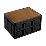 Darrahopens Furniture > Outdoor > Outdoor Storage Boxes Black Collapsible Medium Standard Storage Box with Wooden Table Top(42x28x23CM) - Car Trunk Organiser for Australian Camping & Home Use
