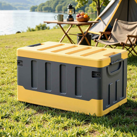 Darrahopens Furniture > Outdoor > Outdoor Storage Boxes Gardeon Collapsible Outdoor Storage Box 60L Stackable Folding Camping Organizer Yellow