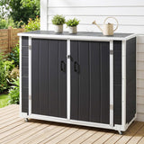 Darrahopens Furniture > Outdoor > Outdoor Storage Boxes Gardeon Outdoor Storage Box 1164L Garden Shed 5 Wheels Lockable Cabinet Tool Organizer Dark Grey In Australia - Darrahopens