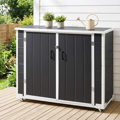 Darrahopens Furniture > Outdoor > Outdoor Storage Boxes Gardeon Outdoor Storage Box 1164L Garden Shed 5 Wheels Lockable Cabinet Tool Organizer Dark Grey In Australia - Darrahopens