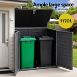Darrahopens Furniture > Outdoor > Outdoor Storage Boxes Gardeon Outdoor Storage Box 1170L Container Lockable Cabinet Tool Organizer Shed Grey