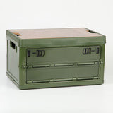 Darrahopens Furniture > Outdoor > Outdoor Storage Boxes Green Collapsible Medium Side-Open Storage Box with Wooden Table Top(42x28x23CM) - Car Trunk Organiser for Australian Camping & Home Use