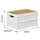 Darrahopens Furniture > Outdoor > Outdoor Storage Boxes Green Collapsible Medium Standard Storage Box with Wooden Table Top(42x28x23CM) - Car Trunk Organiser for Australian Camping & Home Use