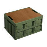 Darrahopens Furniture > Outdoor > Outdoor Storage Boxes Green Collapsible Medium Standard Storage Box with Wooden Table Top(42x28x23CM) - Car Trunk Organiser for Australian Camping & Home Use