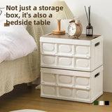 Darrahopens Furniture > Outdoor > Outdoor Storage Boxes White Collapsible Medium Side-Open Handle Storage Box with Wooden Table Top(42x28x23CM) - Car Trunk Organiser for Australian Camping & Home Use