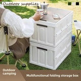 Darrahopens Furniture > Outdoor > Outdoor Storage Boxes White Collapsible Medium Standard Storage Box with Wooden Table Top(42x28x23CM) - Car Trunk Organiser for Australian Camping & Home Use