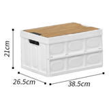 Darrahopens Furniture > Outdoor > Outdoor Storage Boxes White Collapsible Small Standard Storage Box with Wooden Table Top(39x27x21CM) - Car Trunk Organiser for Australian Camping & Home Use